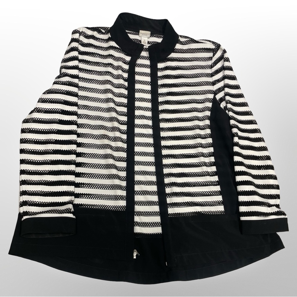 Chicos Womens Jacket Size 3 Large Black White Lightweight